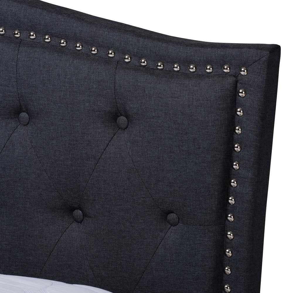 Charcoal Grey Fabric Upholstered and Button Tufted King Size Platform Bed