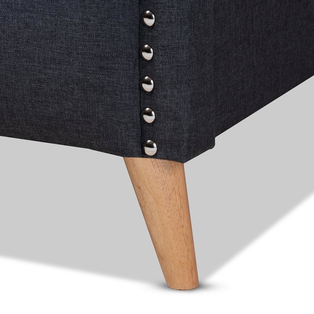 Charcoal Grey Fabric Upholstered and Button Tufted King Size Platform Bed