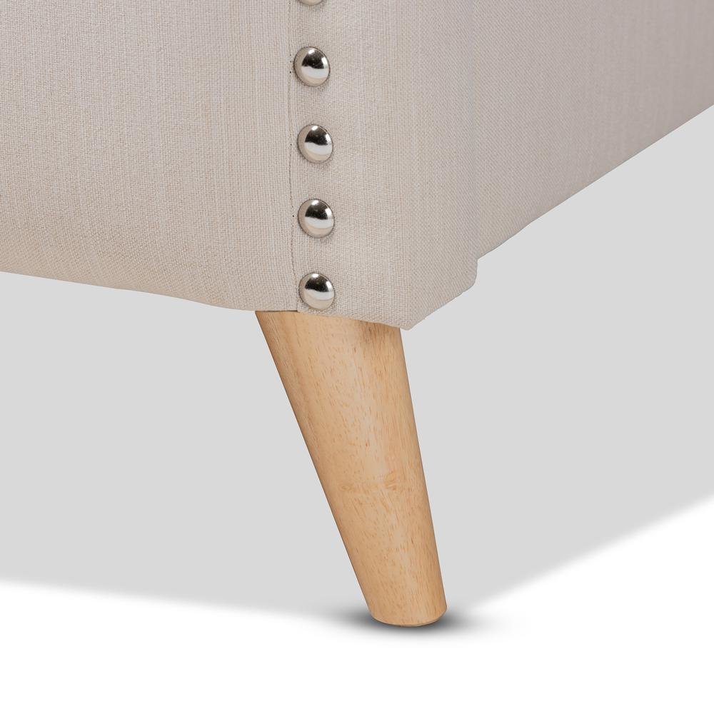 Beige Fabric Upholstered and Button Tufted King Size Platform Bed