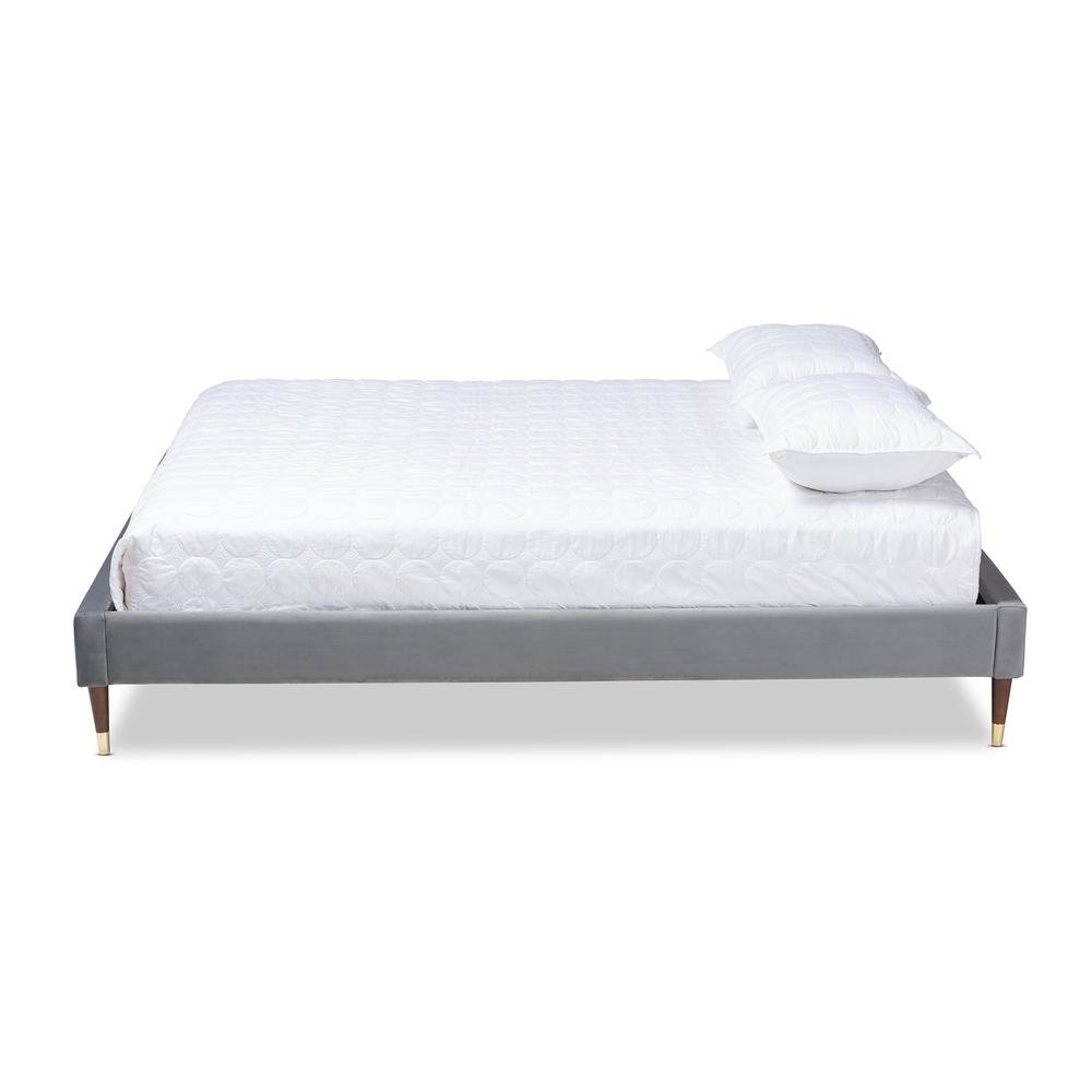 Full Size Wood Platform Bed Frame with Gold-Tone Leg Tips