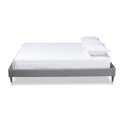 Full Size Wood Platform Bed Frame with Gold-Tone Leg Tips