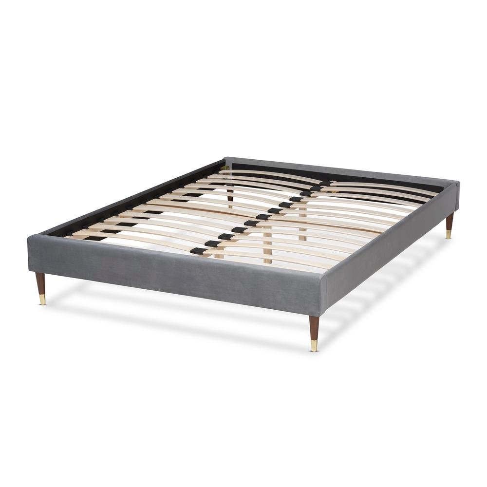 Full Size Wood Platform Bed Frame with Gold-Tone Leg Tips
