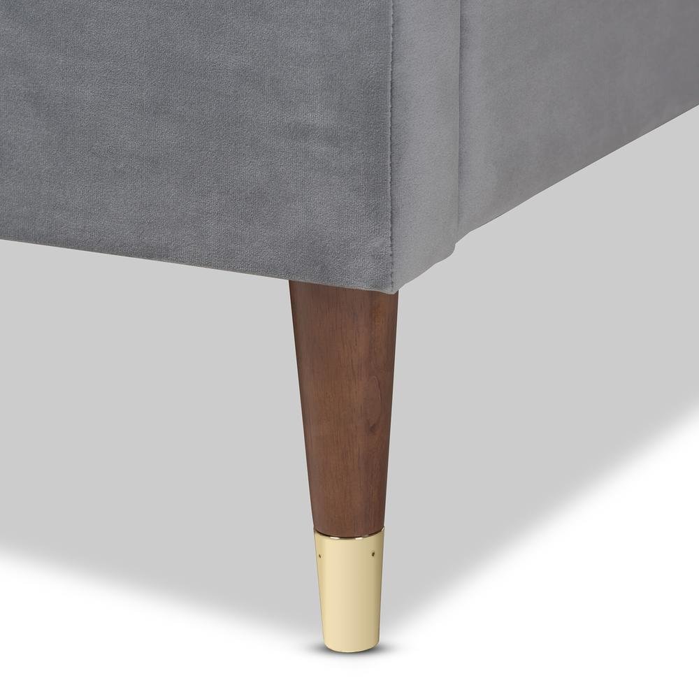 Full Size Wood Platform Bed Frame with Gold-Tone Leg Tips