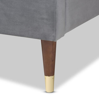 Full Size Wood Platform Bed Frame with Gold-Tone Leg Tips