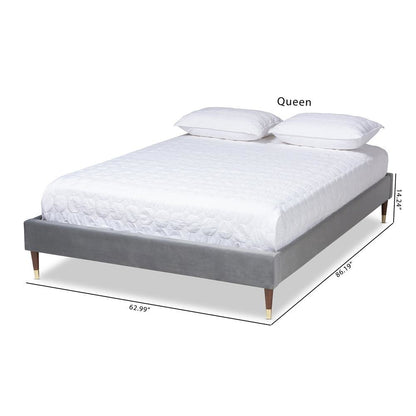 Full Size Wood Platform Bed Frame with Gold-Tone Leg Tips