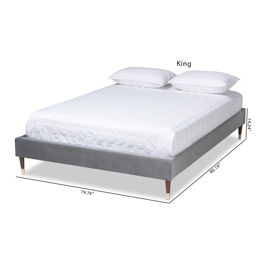 Full Size Wood Platform Bed Frame with Gold-Tone Leg Tips