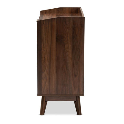 Baxton Studio Lena Mid-Century Modern Walnut Brown Finished 3-Drawer Wood Chest