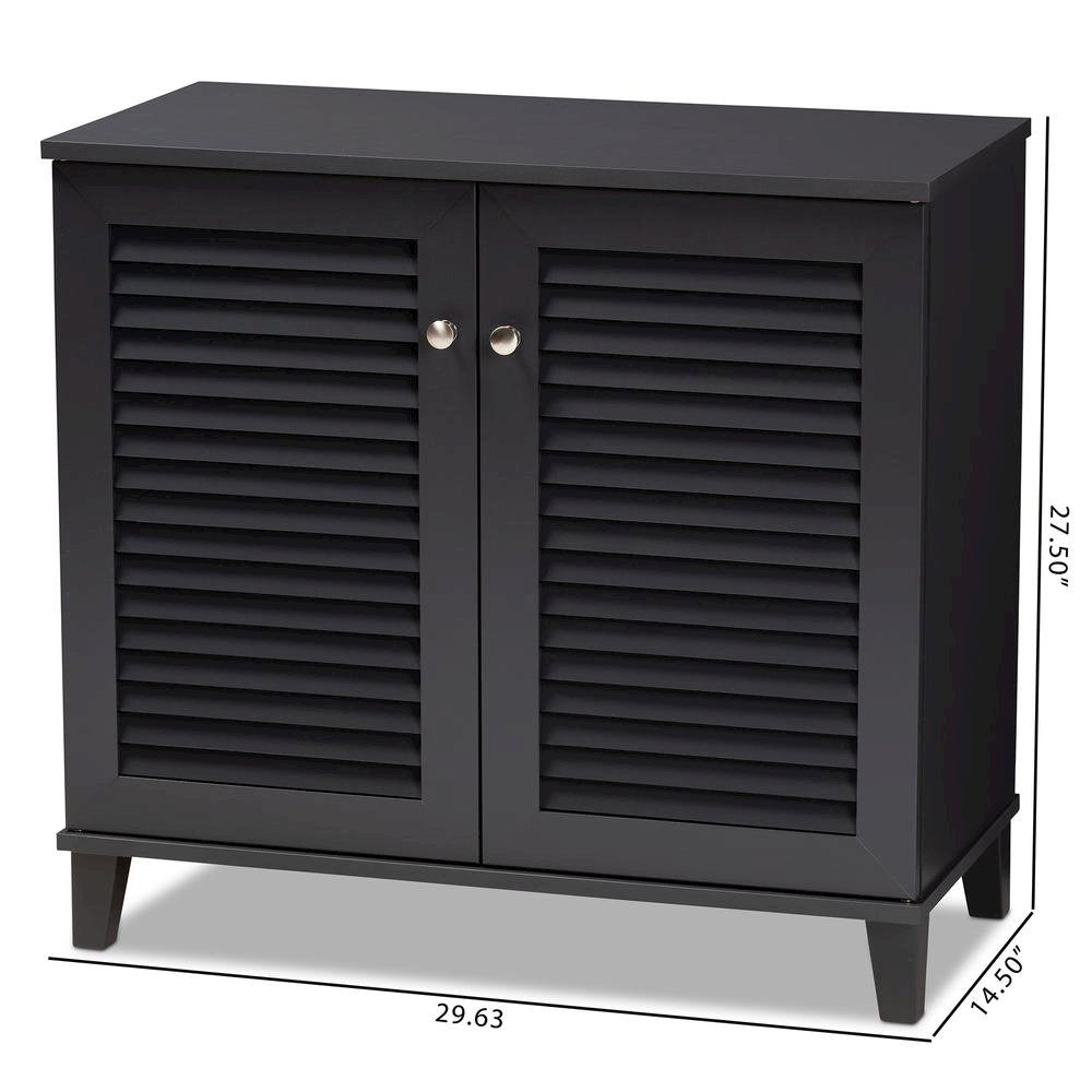Dark Grey Finished 4-Shelf Wood Shoe Storage Cabinet