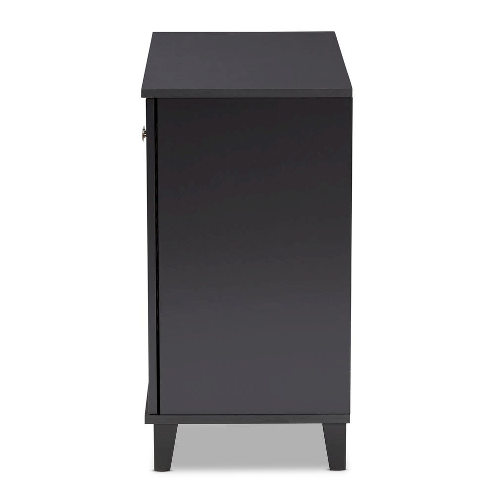 Dark Grey Finished 4-Shelf Wood Shoe Storage Cabinet
