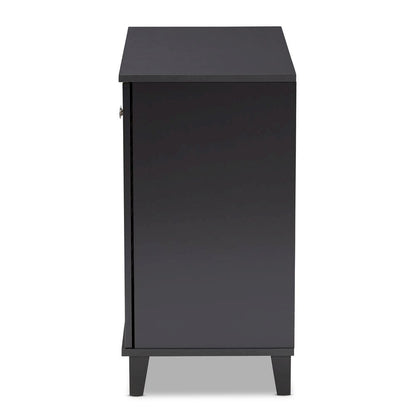 Dark Grey Finished 4-Shelf Wood Shoe Storage Cabinet