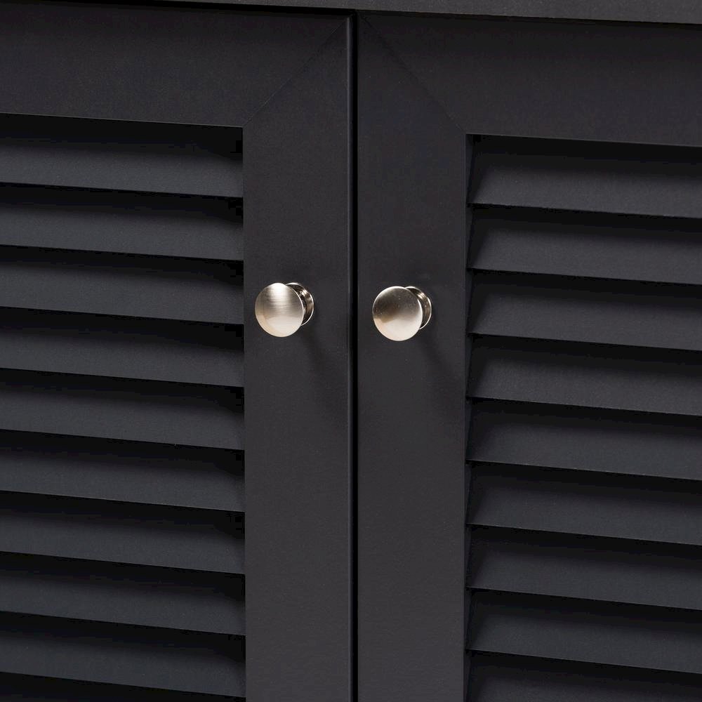 Dark Grey Finished 4-Shelf Wood Shoe Storage Cabinet