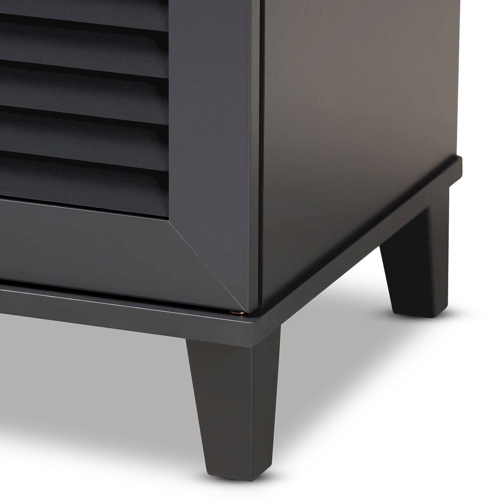 Dark Grey Finished 4-Shelf Wood Shoe Storage Cabinet