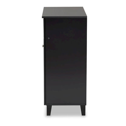 Dark Grey Finished 4-Shelf Wood Shoe Storage Cabinet with Drawer