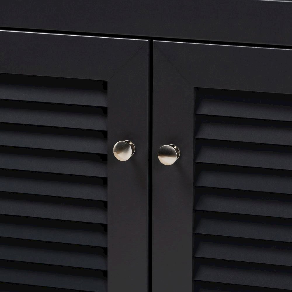 Dark Grey Finished 4-Shelf Wood Shoe Storage Cabinet with Drawer