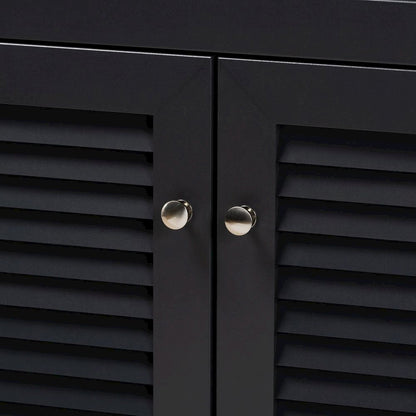 Dark Grey Finished 4-Shelf Wood Shoe Storage Cabinet with Drawer