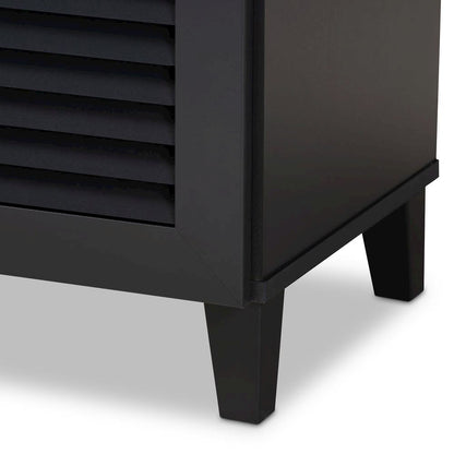 Dark Grey Finished 4-Shelf Wood Shoe Storage Cabinet with Drawer