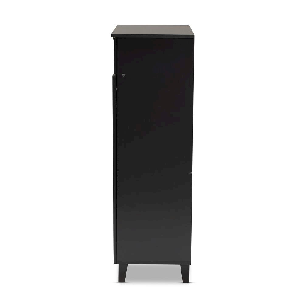 Dark Grey Finished 5-Shelf Wood Shoe Storage Cabinet with Drawer