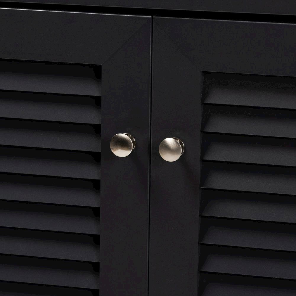 Dark Grey Finished 5-Shelf Wood Shoe Storage Cabinet with Drawer