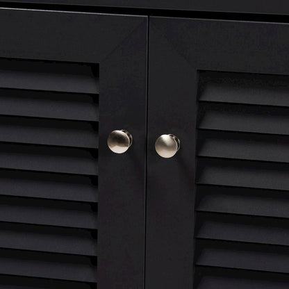 Dark Grey Finished 5-Shelf Wood Shoe Storage Cabinet with Drawer
