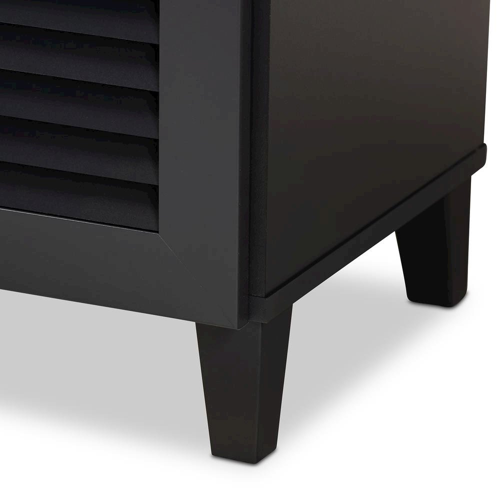 Dark Grey Finished 5-Shelf Wood Shoe Storage Cabinet with Drawer
