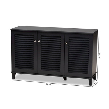 Dark Grey Finished 8-Shelf Wood Shoe Storage Cabinet