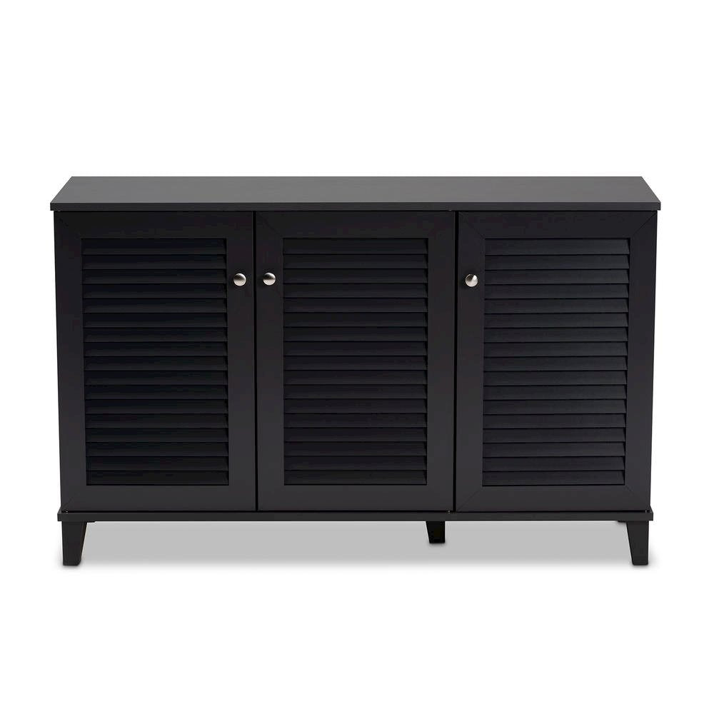 Dark Grey Finished 8-Shelf Wood Shoe Storage Cabinet