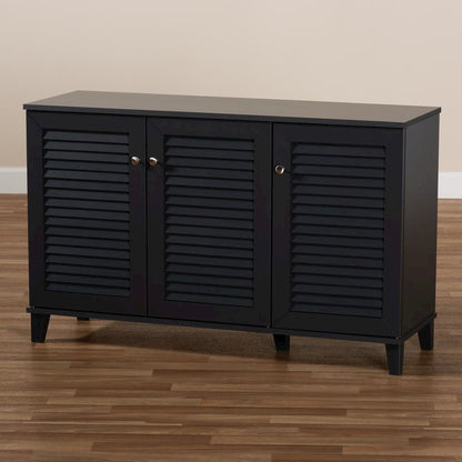 Dark Grey Finished 8-Shelf Wood Shoe Storage Cabinet