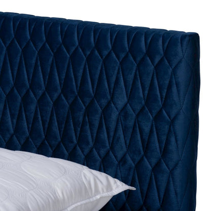 Frida Glam and Luxe Royal Blue Velvet Fabric Upholstered Full Size Bed