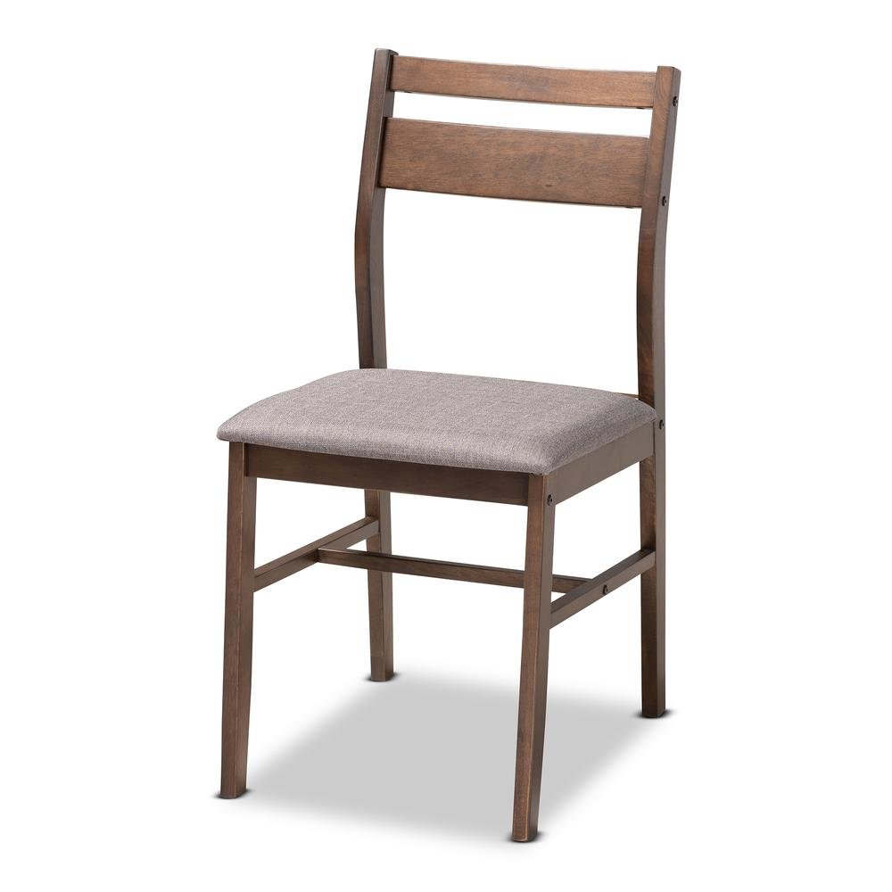 Gray Fabric Upholstered Dark Walnut-Finished 5-Piece Wood Dining Set