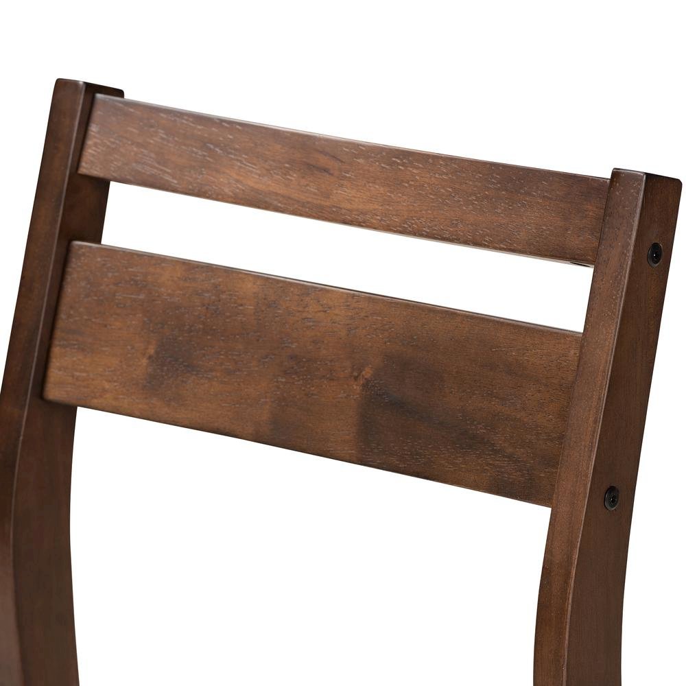 Beige Fabric Upholstered Dark Walnut-Finished 5-Piece Wood Dining Set