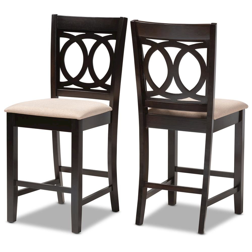 Espresso Brown Finished Wood 2-Piece Counter Height Pub Chair Set