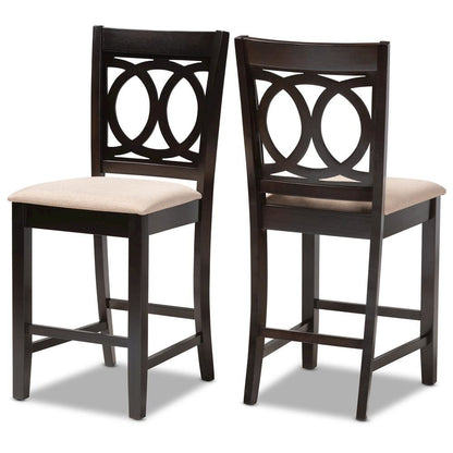 Espresso Brown Finished Wood 2-Piece Counter Height Pub Chair Set
