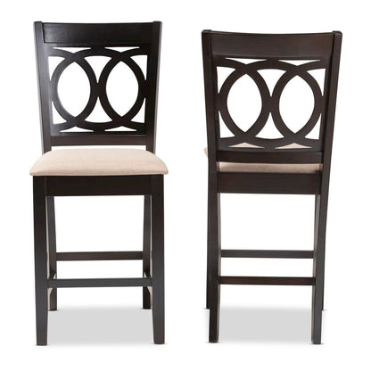 Espresso Brown Finished Wood 2-Piece Counter Height Pub Chair Set