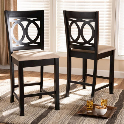 Espresso Brown Finished Wood 2-Piece Counter Height Pub Chair Set