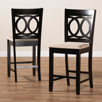 Espresso Brown Finished Wood 2-Piece Counter Height Pub Chair Set