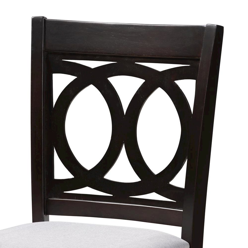 Gray Fabric Upholstered Espresso Brown Finished 5-Piece Wood Pub Set