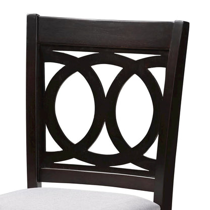 Gray Fabric Upholstered Espresso Brown Finished 5-Piece Wood Pub Set
