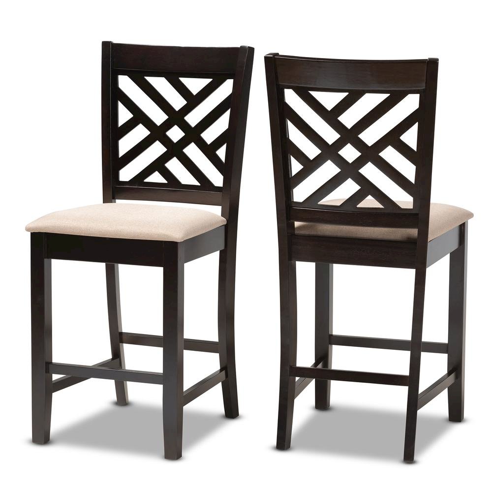 Espresso Brown Finished Wood Counter Height 2-Piece Pub Chair Set