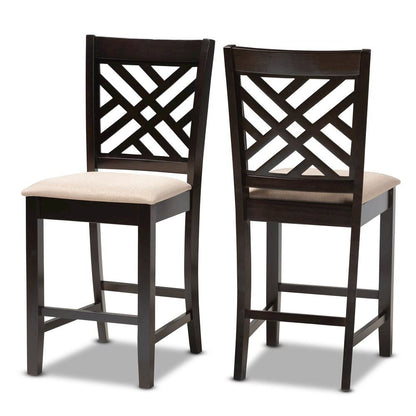 Espresso Brown Finished Wood Counter Height 2-Piece Pub Chair Set