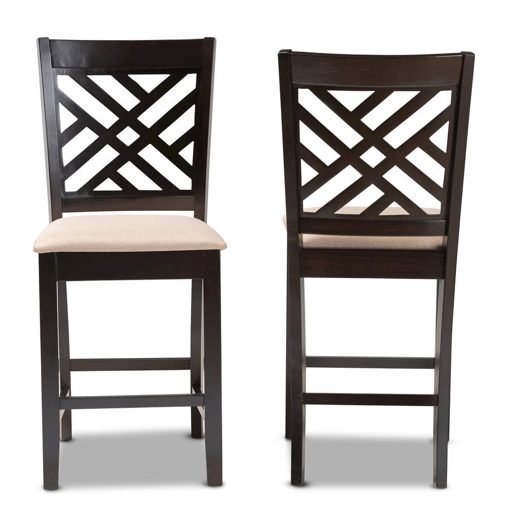 Espresso Brown Finished Wood Counter Height 2-Piece Pub Chair Set