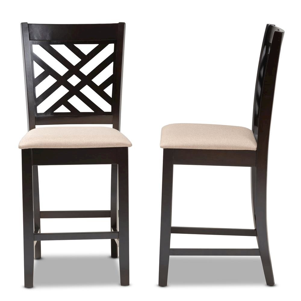 Espresso Brown Finished Wood Counter Height 2-Piece Pub Chair Set