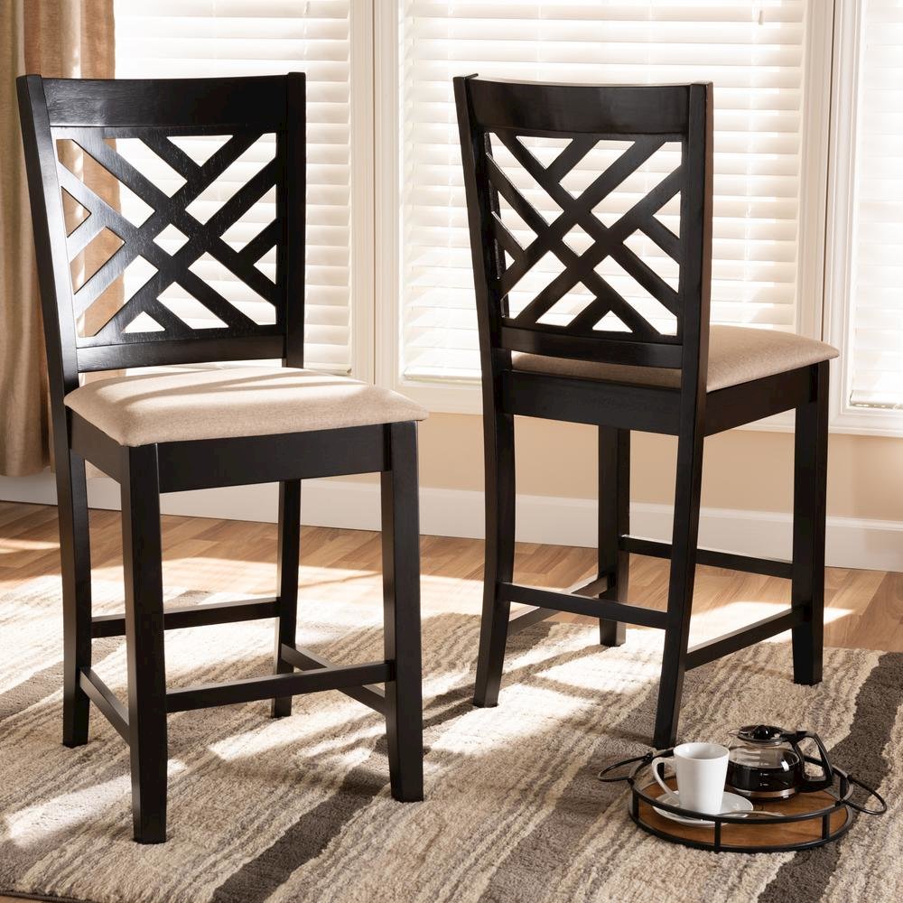 Espresso Brown Finished Wood Counter Height 2-Piece Pub Chair Set