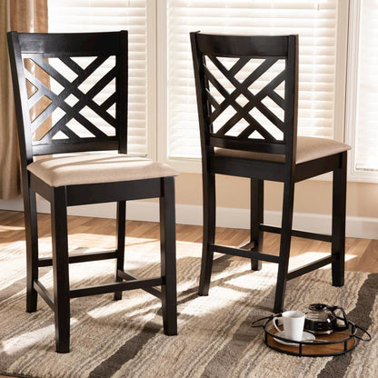 Espresso Brown Finished Wood Counter Height 2-Piece Pub Chair Set