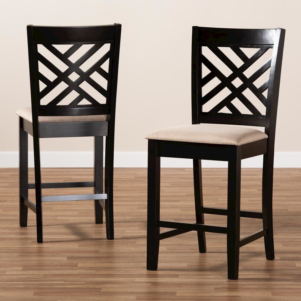 Espresso Brown Finished Wood Counter Height 2-Piece Pub Chair Set