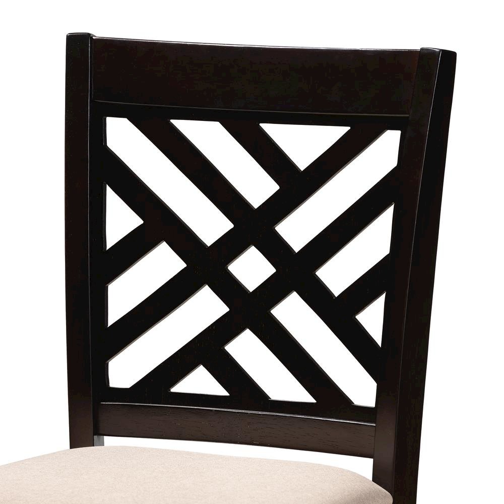 Sand Fabric Upholstered Espresso Brown Finished 5-Piece Wood Pub Set