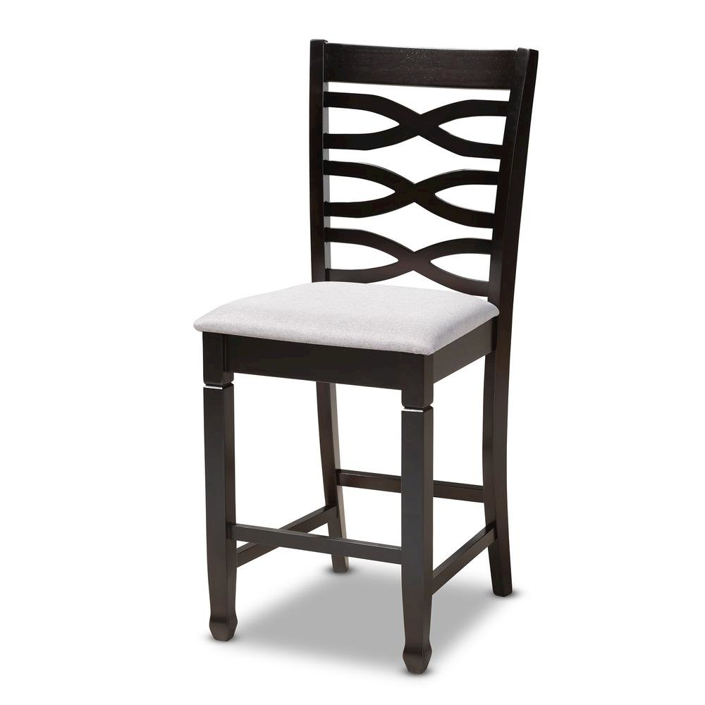 Gray Fabric Upholstered Espresso Brown Finished 5-Piece Wood Pub Set