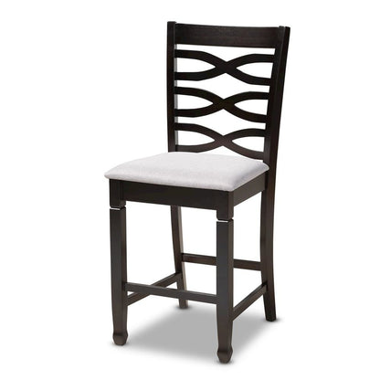 Gray Fabric Upholstered Espresso Brown Finished 5-Piece Wood Pub Set