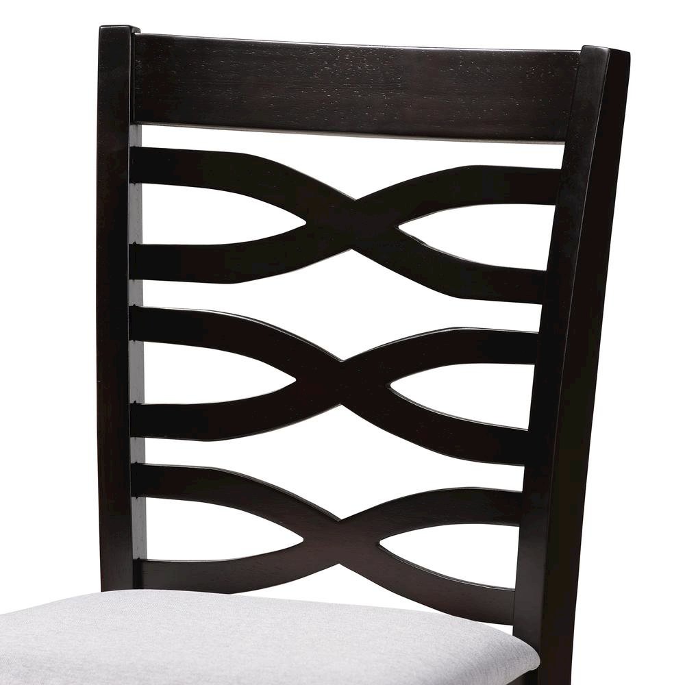Gray Fabric Upholstered Espresso Brown Finished 5-Piece Wood Pub Set