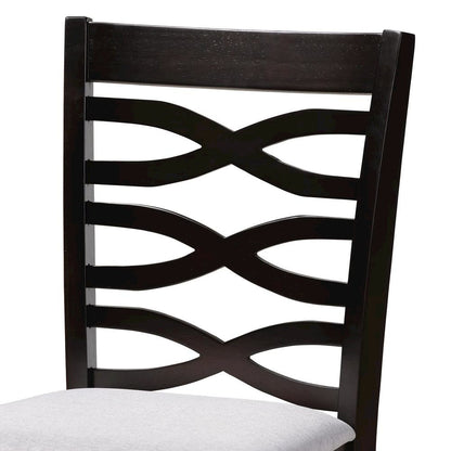 Gray Fabric Upholstered Espresso Brown Finished 5-Piece Wood Pub Set