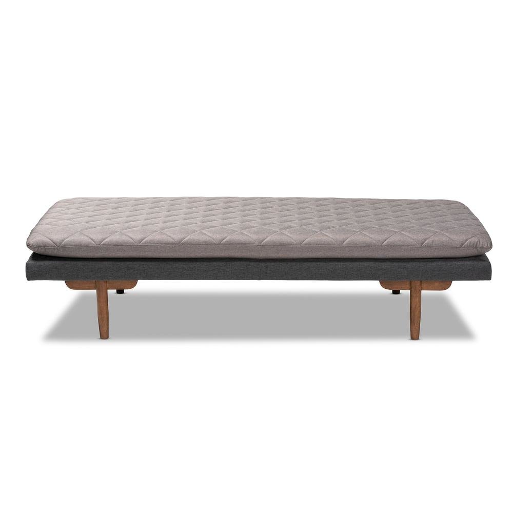 Two-Tone Grey Fabric Upholstered Walnut Finished Wood Daybed